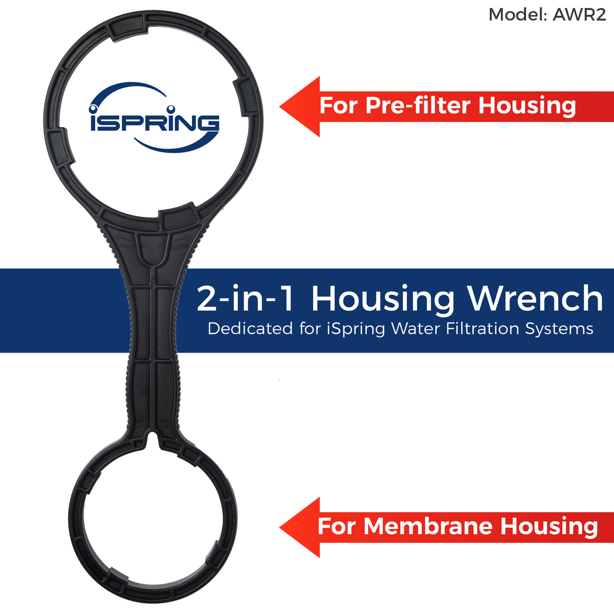 iSpring AWR2 2-in-1 Reverse Osmosis Pre-Filter Housing and RO Membrane Canister Wrench