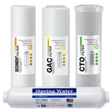 iSpring F4US Standard RO Systems 6-Month Replacement Prefilter Cartridge Pack Set, 4 Filters w/ Sediment, CTO, GAC and Post-Carbon,10" × 2.5"