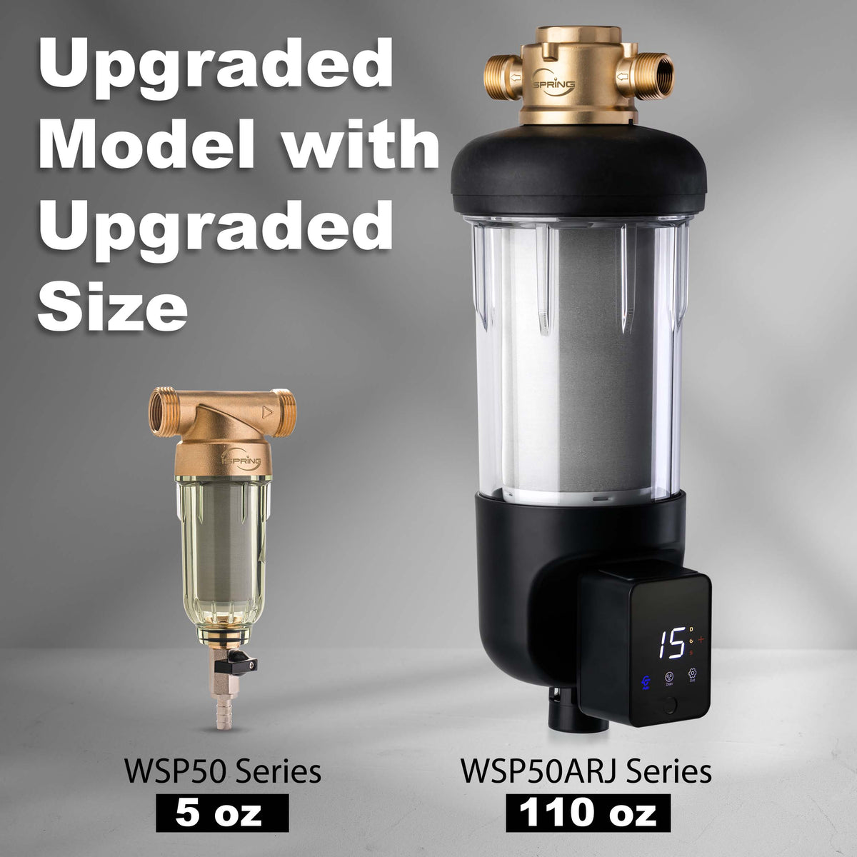 iSpring WSPARJ NSF Certified, Whole House Spin Down Sediment Water Filter, Clear Housing, Upgraded Jumbo Size with Touch-Screen Auto Flushing