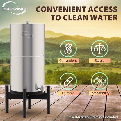 iSpring Wooden Stand for DGF2 Gravity-Fed Stainless Steel Countertop Water Filter System, Black Wood