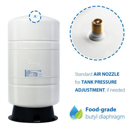 iSpring T20M 20 Gallon Pre-Pressurized Tank for Reverse Osmosis (RO) Systems with 14 gallons of Water Storage Capacity, 20, White