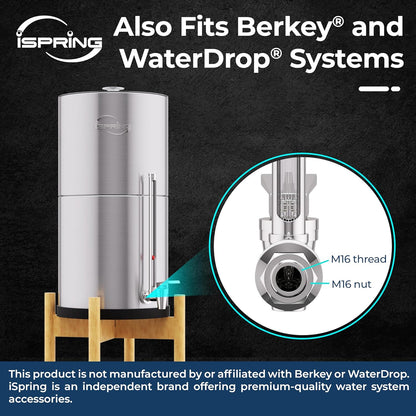 iSpring Sight Glass Spigot with A Clear View Water Level, Compatible with Berkey® and Waterdrop® Gravity-Fed Water Filtration System, Stainless Steel Food-Grade Material