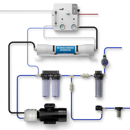 iSpring BRO900 Onboard Seawater Desalination System, 900 GPD High-Pressure RO Watermaker with Built-in UV, Automatic Membrane Flush & Suction Pump for Marine Use
