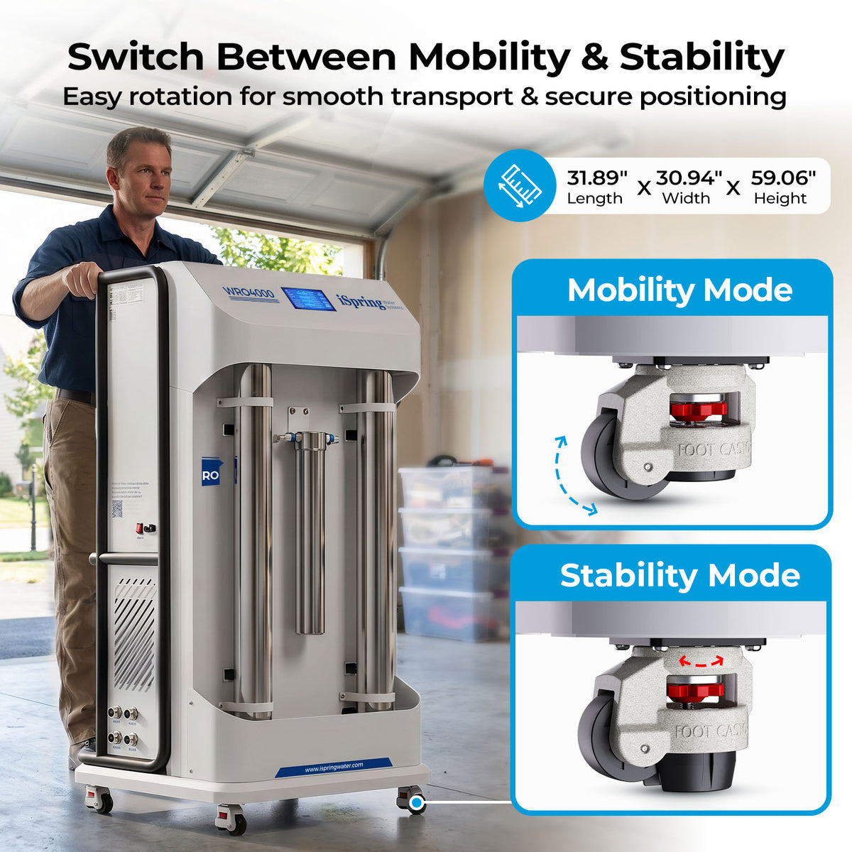 iSpring WRO4000 6-Stage Whole House Reverse Osmosis System, Reduces TDS, Heavy Metals, PFAS, Fluoride, and 1000+ Contaminants, Auto-tune with Smart Sensors, 2:1 Pure to Drain, Up to 4000 GPD